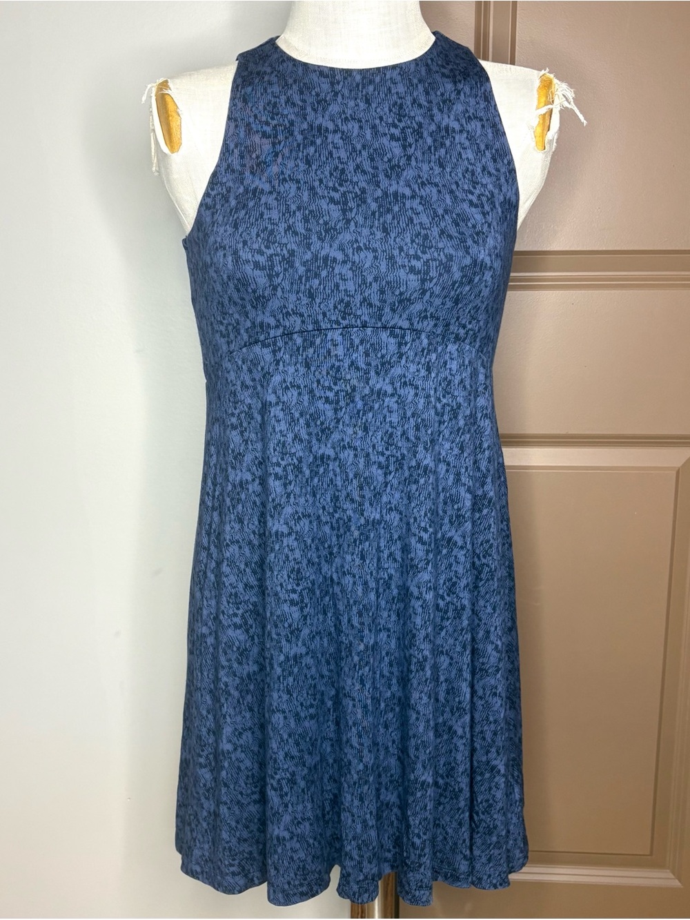 Athleta Blue Santorini Thera Printed Stretch Dress